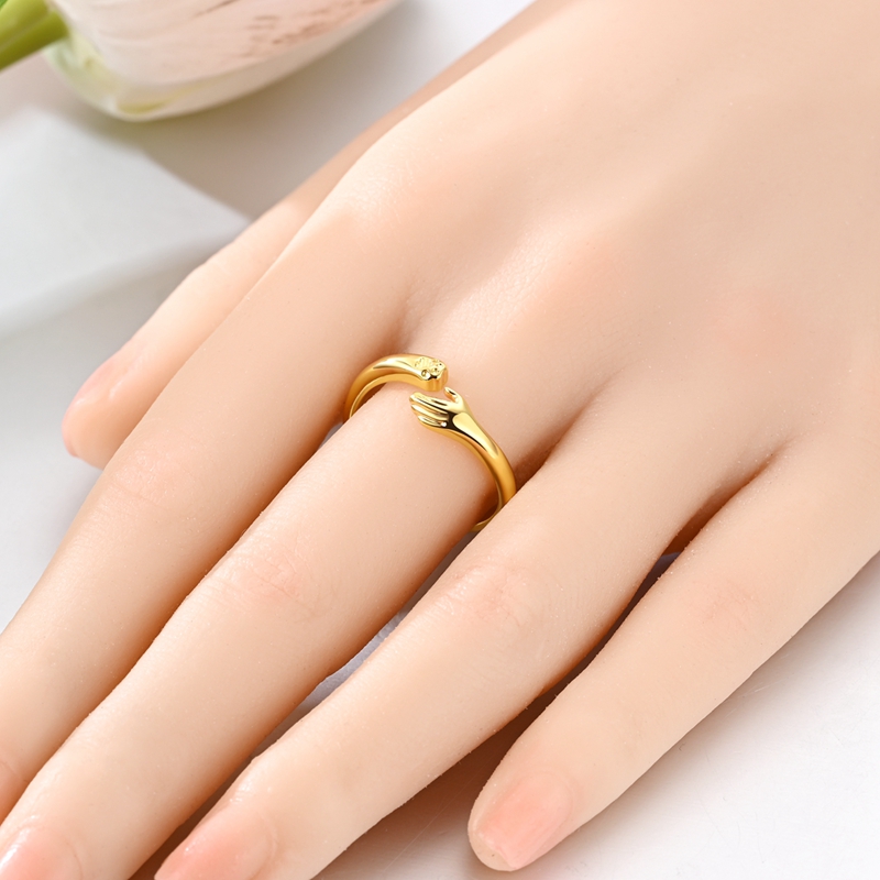 Women's 925 Sterling Silver Pet Embrace Open Ring, Cute Design